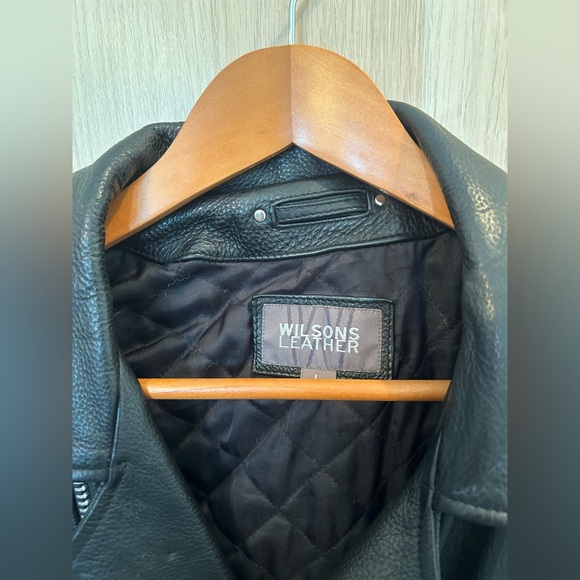 Vintage Wilsons Black Leather Motorcycle Biker Jacket SizeLarge Heavyweight - Picture 3 of 14